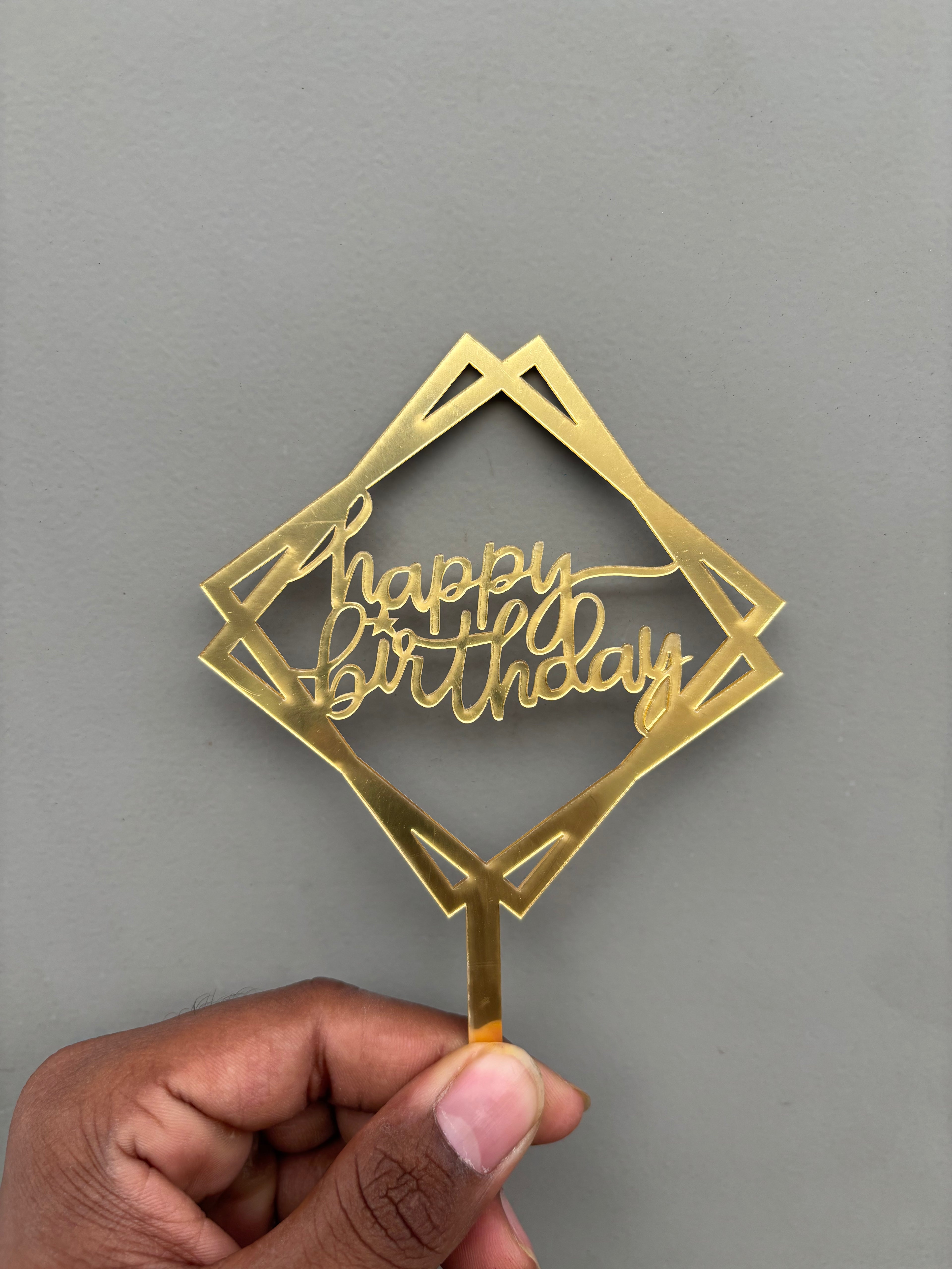 Happy Birthday Acrylic Cake Topper - Design No :- 68