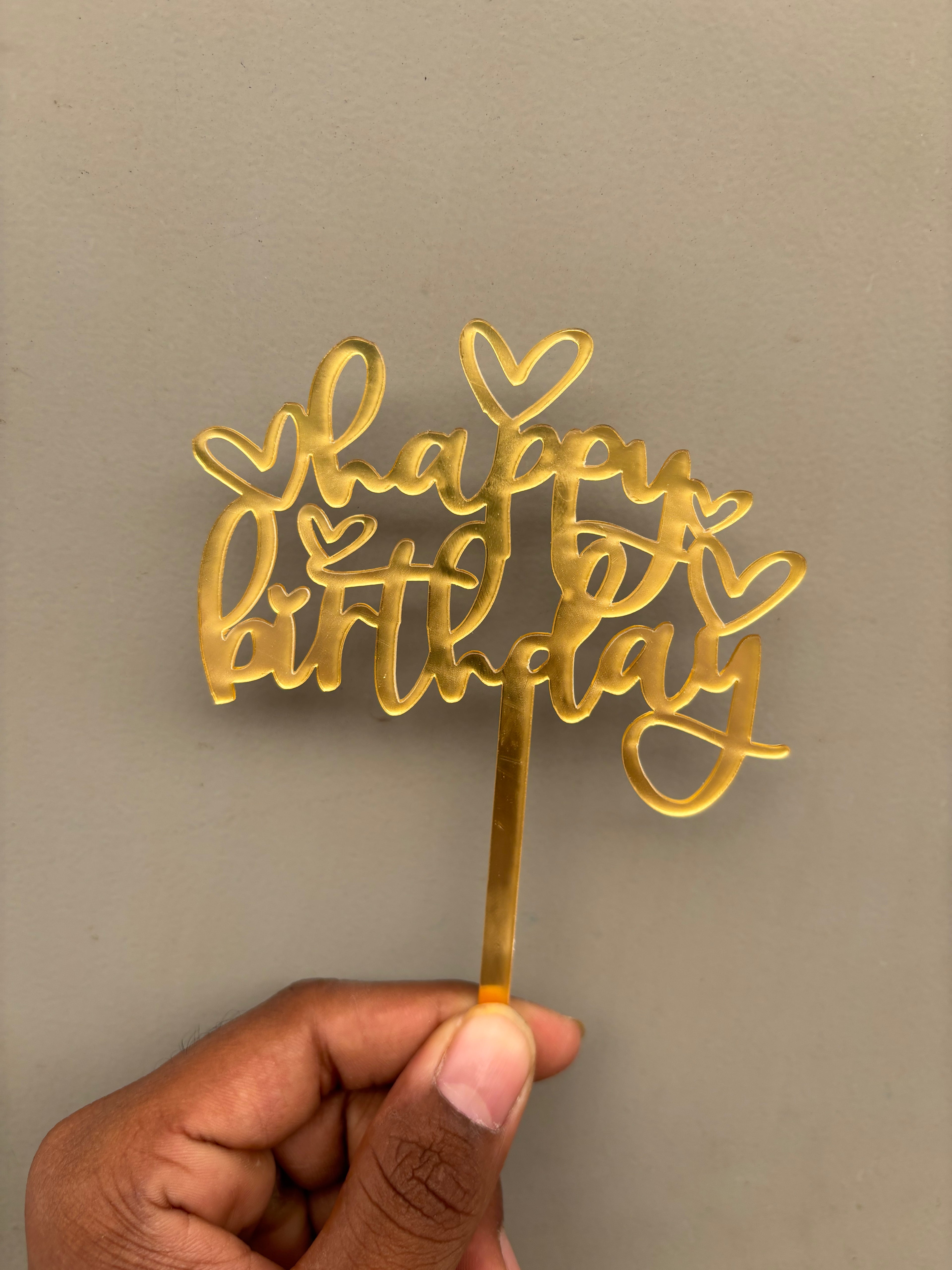 Happy Birthday Acrylic Cake Topper - Design No :- 3