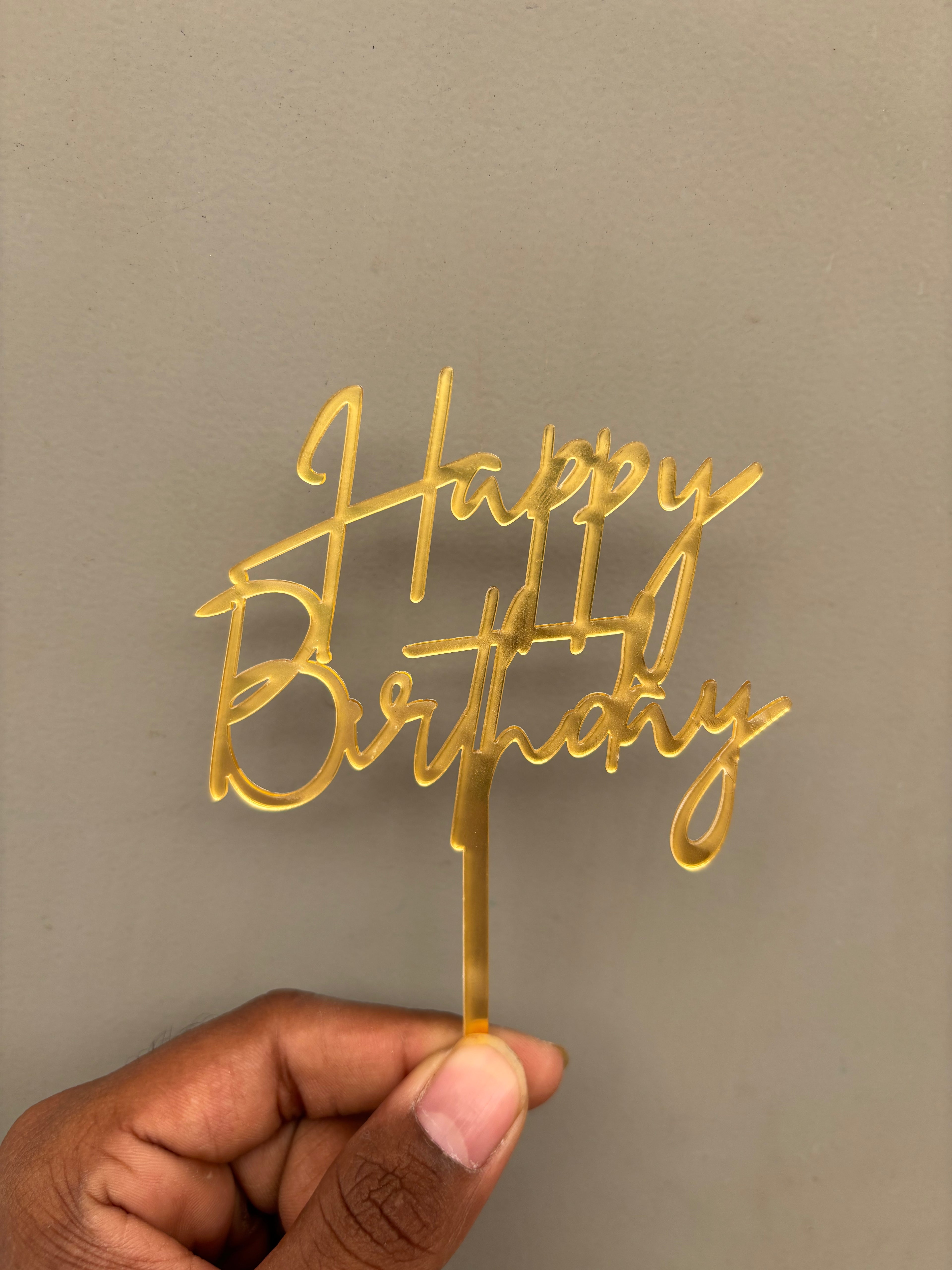 Happy Birthday Acrylic Cake Topper - Design No :- 15