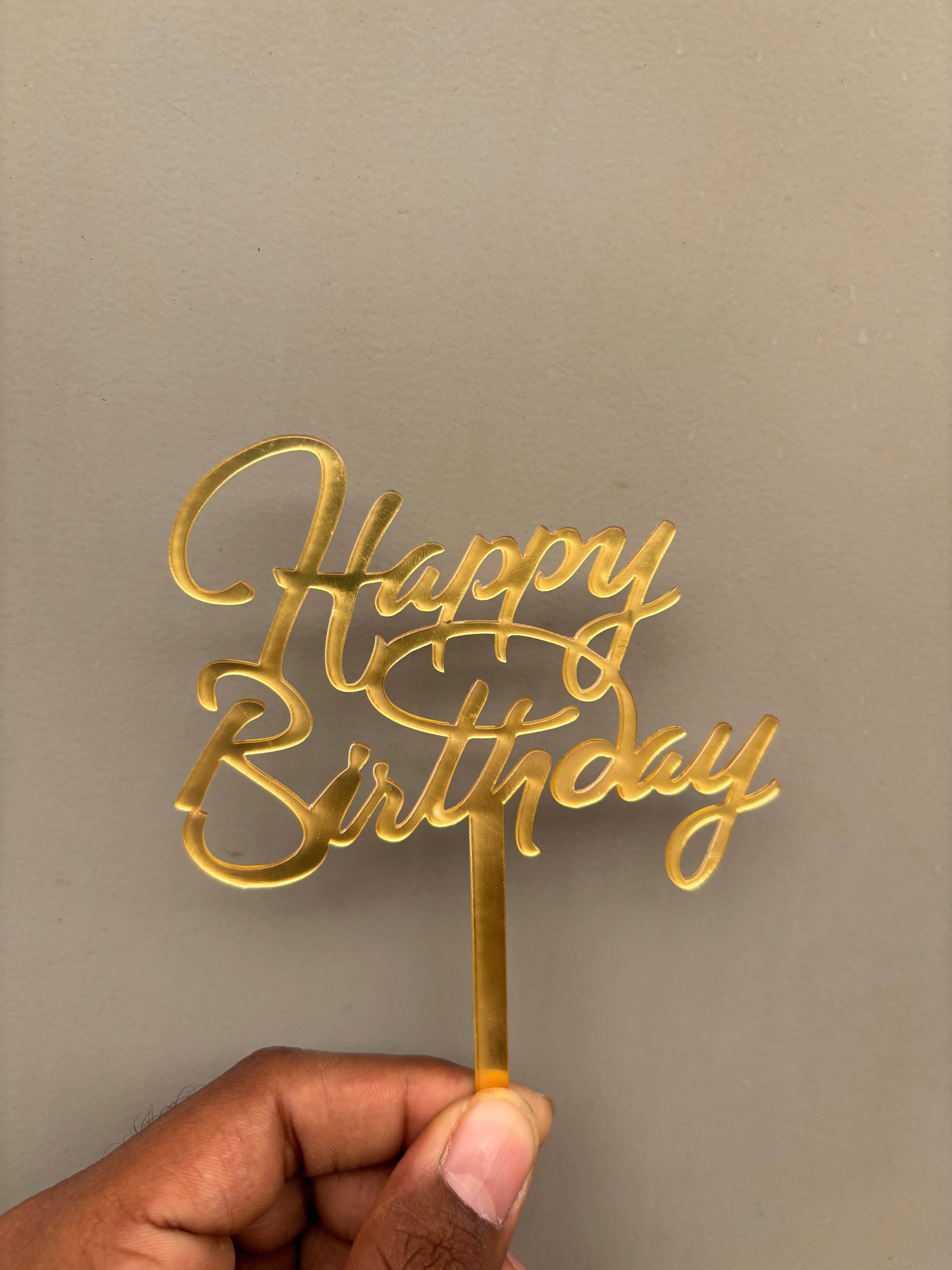 Happy Birthday Acrylic Cake Topper - Design No :- 55